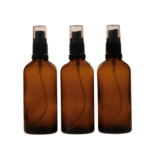 100ml Amber Glass Spray Bottle Trio